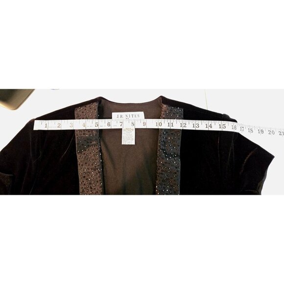 Black Velvet Bolero Evening Jacket Sz 8 JR Nites by Caliendo Open Topper 90s VTG - Picture 8 of 9